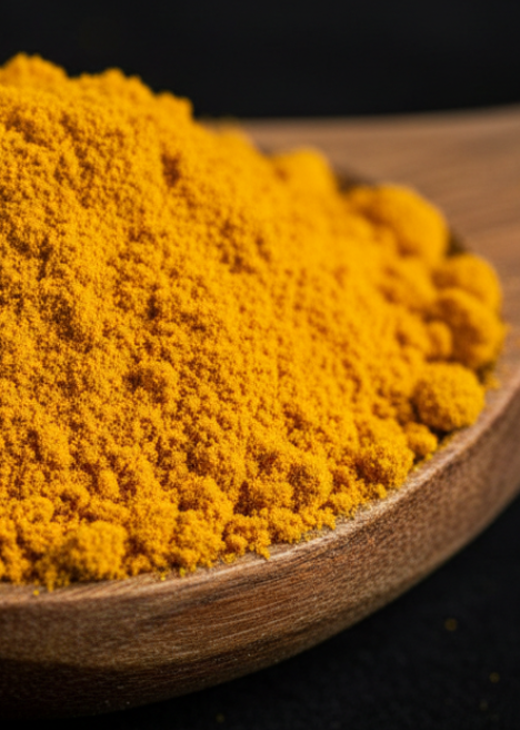Organic Turmeric on Wooden Spoon